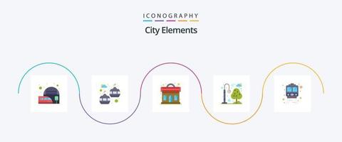 città elementi piatto 5 icona imballare Compreso trasporto. rotaia. musica. ricreazione. città vettore