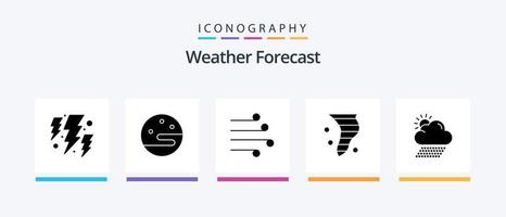 tempo metereologico glifo 5 icona imballare Compreso nube. tempo atmosferico. soffio, soffiare. clima. aria. creativo icone design vettore