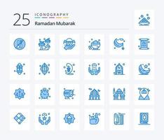 Ramadan 25 blu colore icona imballare Compreso veloce. Data. spiaggia. piatto. beneficenza vettore