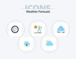 tempo metereologico piatto icona imballare 5 icona design. . mezzaluna. livello. nube. temperatura vettore