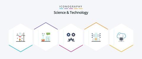 scienza e tecnologia 25 piatto icona imballare Compreso molecola. chimica. laboratorio attrezzatura. tecnologia. ingegneria scienza vettore