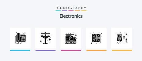 elettronica glifo 5 icona imballare Compreso . metro. pacchetto. elettronica. fan. creativo icone design vettore