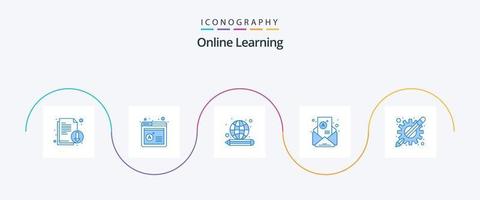 in linea apprendimento blu 5 icona imballare Compreso formazione scolastica. risultato. articolo. newsletter. lettera vettore