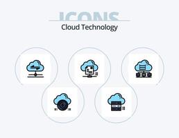 nube tecnologia linea pieno icona imballare 5 icona design. copia. dati. nube. spento. giù vettore