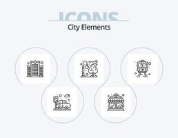 città elementi linea icona imballare 5 icona design. carta geografica. città. cancello. seduta tavolo. potabile vettore