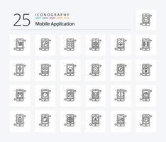 mobile applicazione 25 linea icona imballare Compreso App caricamento. app. app. mobile. applicazione vettore
