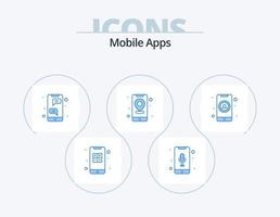 mobile applicazioni blu icona imballare 5 icona design. app. navigazione. app. Posizione. App vettore