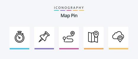 carta geografica perno linea 5 icona imballare Compreso . carta geografica. carta geografica. creativo icone design vettore