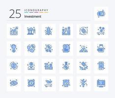 investimento 25 blu colore icona imballare Compreso dollaro. grafico. finanza. investimento. crescita vettore