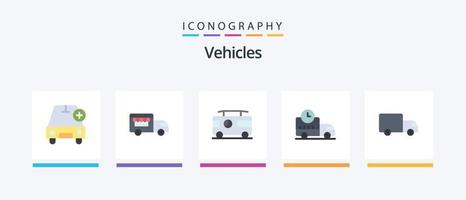 veicoli piatto 5 icona imballare Compreso la logistica. camion. combo. fretta. consegna. creativo icone design vettore