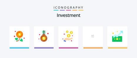 investimento piatto 5 icona imballare Compreso grafico. grafico. dollaro. investimento. crescita. creativo icone design vettore