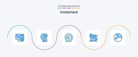 investimento blu 5 icona imballare Compreso analisi. investimento. moneta. proprietà. i soldi vettore