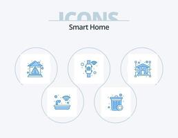 inteligente casa blu icona imballare 5 icona design. schermo. controllo. mettere in guardia. app. proprietà vettore
