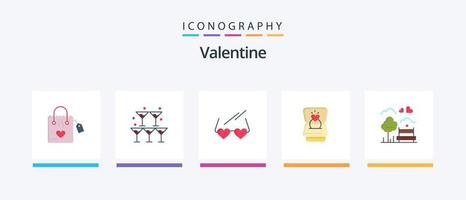 San Valentino piatto 5 icona imballare Compreso amore. amore. bicchiere. giorno. san valentino. creativo icone design vettore