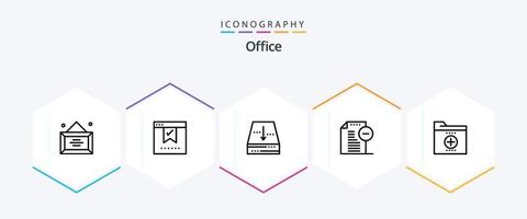 ufficio 25 linea icona imballare Compreso attività commerciale. file. bene. documenti. giù vettore