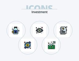 investimento linea pieno icona imballare 5 icona design. tendenza. trasferimento. finanza. pagare. dollaro vettore