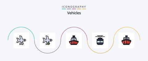 veicoli linea pieno piatto 5 icona imballare Compreso trasporto. tram. trasporto. veicoli. trasporto vettore
