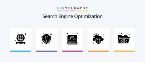 SEO glifo 5 icona imballare Compreso occhio. occhio Visualizza. analisi. nube Rete. disconnesso. creativo icone design vettore