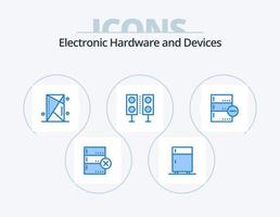 dispositivi blu icona imballare 5 icona design. tecnologia. prodotti. consolle. elettronica. scudo vettore