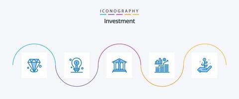 investimento blu 5 icona imballare Compreso crescita. i soldi. investimento. investimento. i soldi vettore