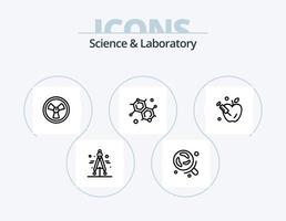 scienza linea icona imballare 5 icona design. meteora. cometa. fisica. bomba. tubo vettore