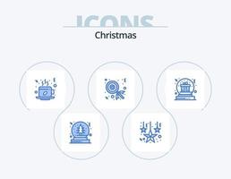 Natale blu icona imballare 5 icona design. Natale. regalo. caffè. lecca-lecca. caramella vettore
