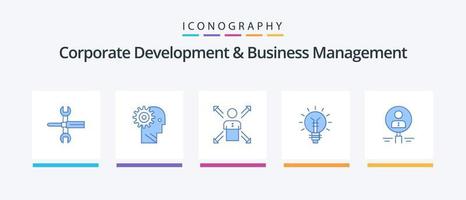 aziendale sviluppo e attività commerciale gestione blu 5 icona imballare Compreso umano. direzione. Ingranaggio. carriera. Lavorando. creativo icone design vettore