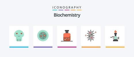 biochimica piatto 5 icona imballare Compreso fuoco. biologia. laboratorio. biochimica. bottiglia. creativo icone design vettore