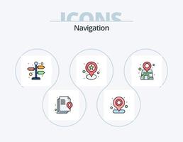 navigazione linea pieno icona imballare 5 icona design. GPS. percorso. schermo. spillo. Posizione vettore