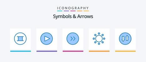 simboli e frecce blu 5 icona imballare Compreso . su. impegno. streaming. frecce. creativo icone design vettore