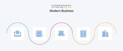 moderno attività commerciale blu 5 icona imballare Compreso Banca dati. archivio. finanziario. File. giornali vettore
