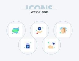 lavare mani piatto icona imballare 5 icona design. assistenza sanitaria. mani. sapone. proteggere mani. sapone vettore