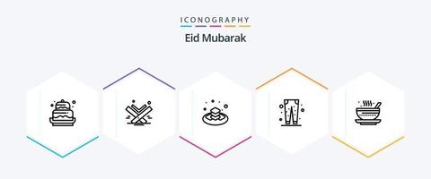 eid mubarak 25 linea icona imballare Compreso eid. moda. Islam. pantalone. regalo vettore