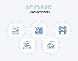 strada incidenti blu icona imballare 5 icona design. strada cartello. confine. macchina. barriera. disegno vettore