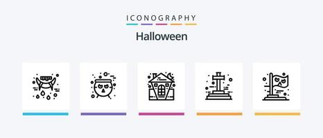 Halloween linea 5 icona imballare Compreso avatar. Halloween. allarmante. Data. allarmante. creativo icone design vettore