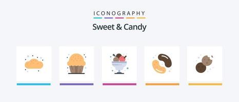 dolce e caramella piatto 5 icona imballare Compreso dolci. dolce. dolce. caramella. ghiaccio crema. creativo icone design vettore
