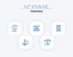 San Valentino blu icona imballare 5 icona design. amore. nozze. borraccia. amorevole. cuori vettore