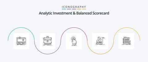 analitico investimento e equilibrato cartoncino segnapunti linea 5 icona imballare Compreso attività commerciale. analisi. gestione. inizio. mano vettore