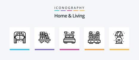 casa e vivente linea 5 icona imballare Compreso ripiano. vita. vita. casa. massa. creativo icone design vettore