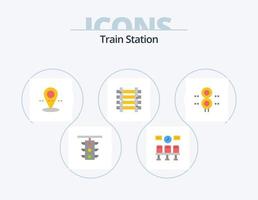 treno stazione piatto icona imballare 5 icona design. stazione. trasporto. orologio. treno. linee ferroviarie vettore