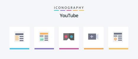 Youtube piatto 5 icona imballare Compreso mano. di base. 3d. ui. video. creativo icone design vettore