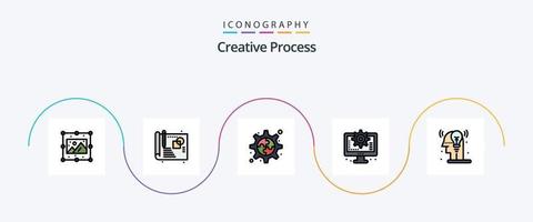creativo processi linea pieno piatto 5 icona imballare Compreso idea. processi. processi. creativo. processi vettore