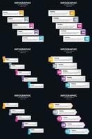 vettore 6 infografica imballare presentazione diapositiva modello 5 passaggi ciclo diagrammi e linea del tempo