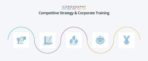 competitivo strategia e aziendale formazione blu 5 icona imballare Compreso umano. assegnazione. Esperienza. intento. desiderio vettore