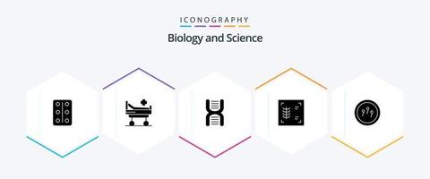 biologia 25 glifo icona imballare Compreso laboratorio. biologia. formazione scolastica. biochimica. costolette vettore