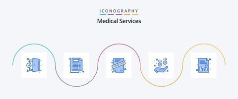 medico Servizi blu 5 icona imballare Compreso . rapporto. applicazione. medico. sicuro vettore