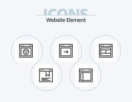 sito web elemento linea icona imballare 5 icona design. sito web. collegamento. ragnatela. globo. pagina web vettore
