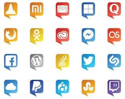 20 sociale media discorso bolla stile logo piace lastfm adobe quora cc odnoklassniki vettore
