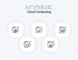 nube calcolo linea icona imballare 5 icona design. Internet connessione. nube. Ingranaggio. nube vettore
