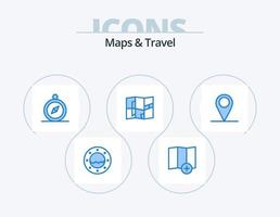mappe e viaggio blu icona imballare 5 icona design. . . navigazione. spillo. GPS vettore